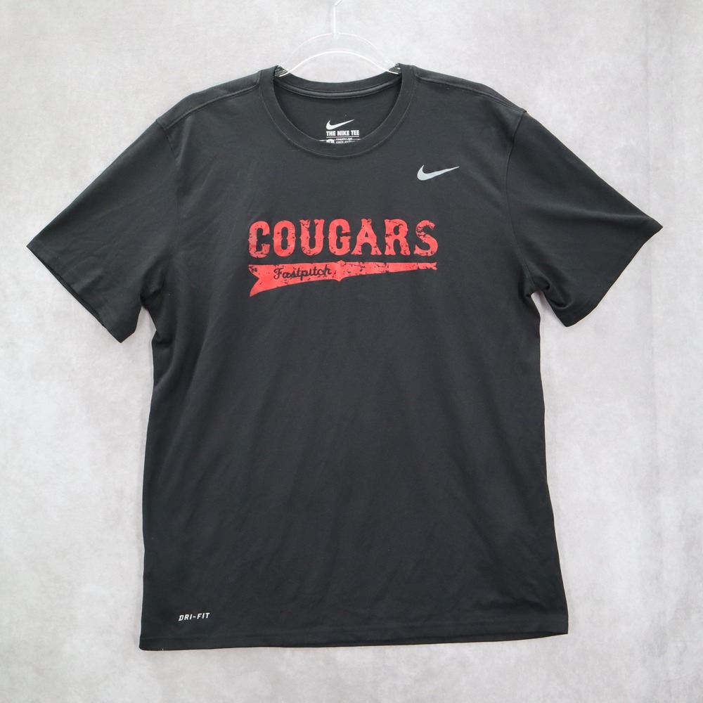 Nike Black Short Sleeve Cougars Tee Active Fan Tshirt Athletic L Large‎